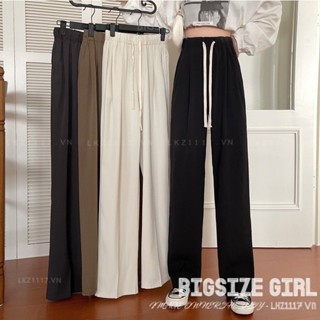  Quần dài nữ quần tây lưng cao Bigsize Quần ống rộng suông cạp chun lưng thun ống đứng trơn mùa hè Phong cách Hàn Quốc Thời Trang đẹp 