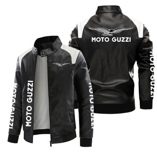 Guzzi moto guzzi Logo ô tô Áo khoác da nam PU cao cấp nhẹ Áo khoác da sang trọng Áo khoác da chống gió Áo khoác da đua xe ấm áp Áo khoác đi xe đạp