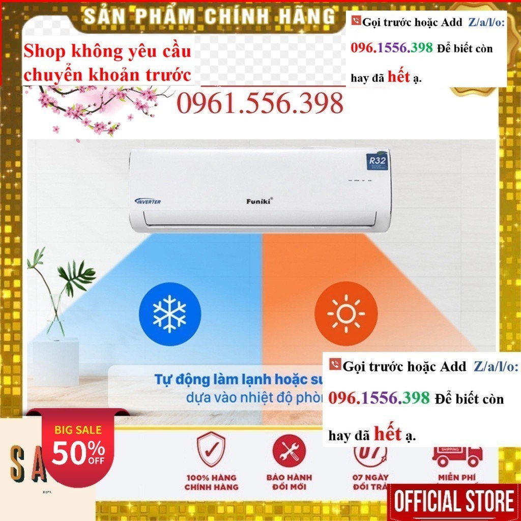 <Rẻ>  Điều hòa Funiki 12000BTU 2 chiều inverter HIH12TMU, mới 100%, hàng chính hãng - Mới 100%
