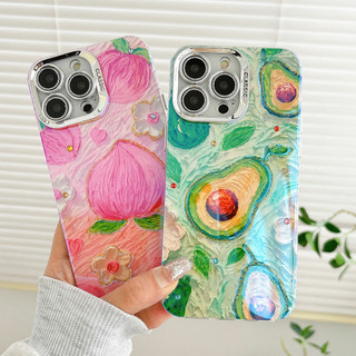 Dành Cho iPhone 15 Pro Max 14promax Thời Trang Nhiều Màu Sắc Trái Cây Đào Bơ Họa Tiết Ốp lưng iPhone 11 12 13 14 15 Pro Max 12promax Mềm IMD Chống Sốc Với Ống Kính Phim Ốp Lưng