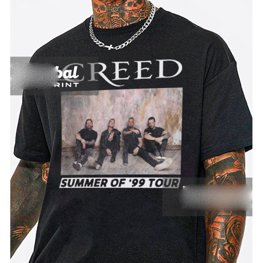 2024 bánh quế cho bạn bè Creed Tour Mùa hè 99 Tour Áo sơ mi Creed Ban nhạc dành cho người hâm mộ xs-