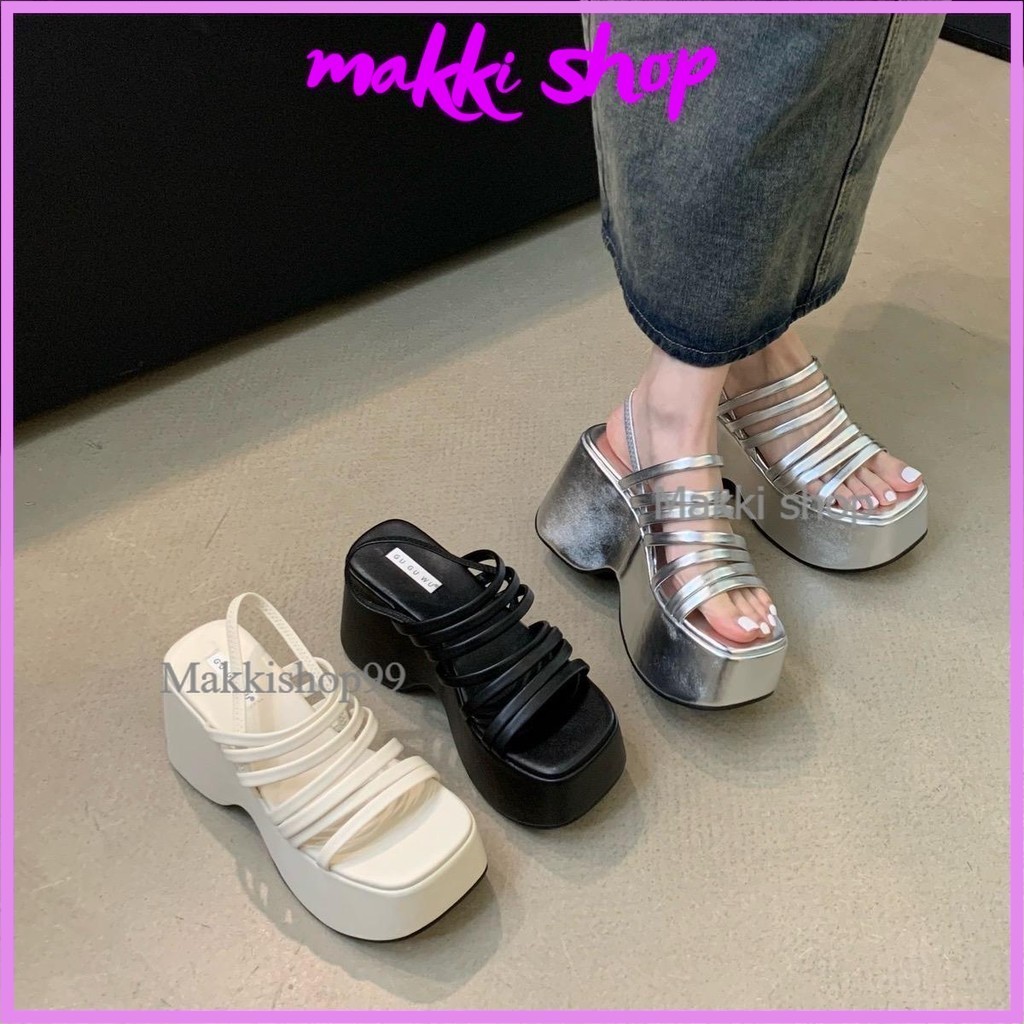 (Hàng L1) Sandal đế xuồng dây da cao 9cm, Sadal nữ dây mảnh hot hit hàng QCCC( full box)