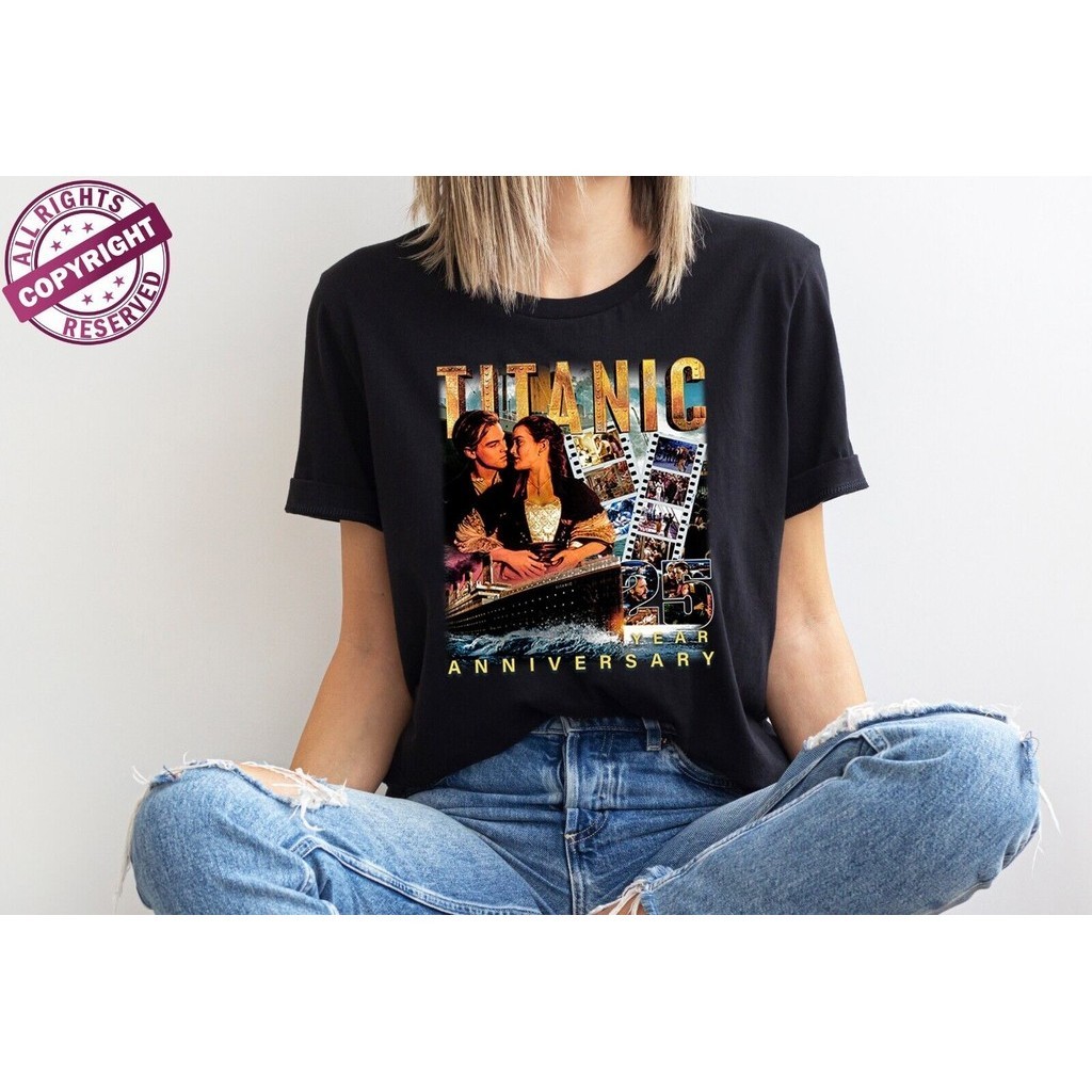 2024 bánh quế cho bạn bè Titanic kỷ niệm 25 năm Áo thun Titanic Áo sơ mi Leonardo Dicaprio Áo sơ mi 