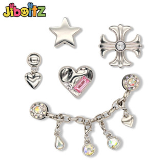 Charm Crocs Jibbitz Kim Loại Lỗ Giày Phụ Kiện Hoa Bạc Kim Loại Ngôi Sao Trái Tim Tình Yêu Mặt Dây Chuyền Bạc Dây Xích Tất Cả Trận Đấu Giày Phụ Kiện Sticker Dép Crocs