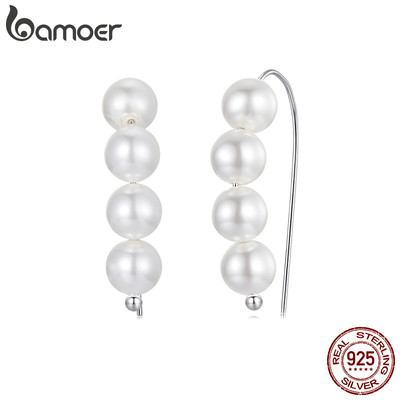 Bông tai bạc Bamoer 925 Thiết kế ngọc trai Quà tặng trang sức dành cho nữ