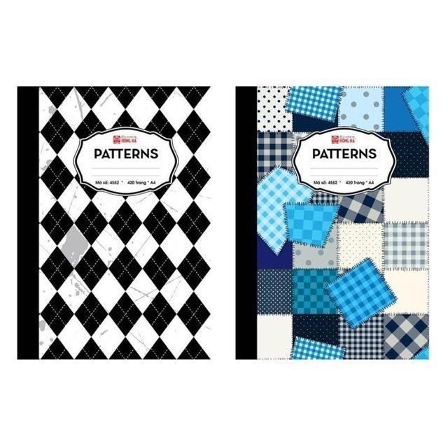 Sổ bìa bồi 420 trang Patterns A4 combo 2quyen