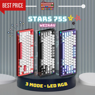 [HOẢ TỐC] BÀN PHÍM STARS 75S | THIẾT KẾ NỨT GÓC CÓ LED | CASE NHÔM CNC NGUYÊN KHỐI | TẠ THÉP | 3 MODES KẾT NỐI | LED RGB