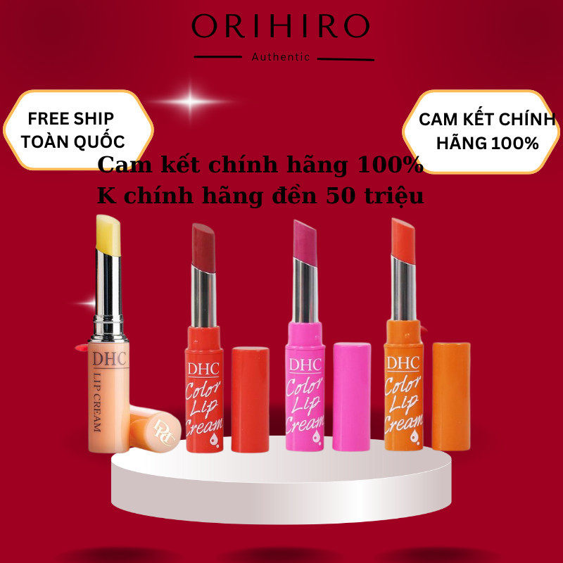 Son Dưỡng Môi DHC Lip Cream Nhật Bản loại không màu, đỏ, cam, hồng