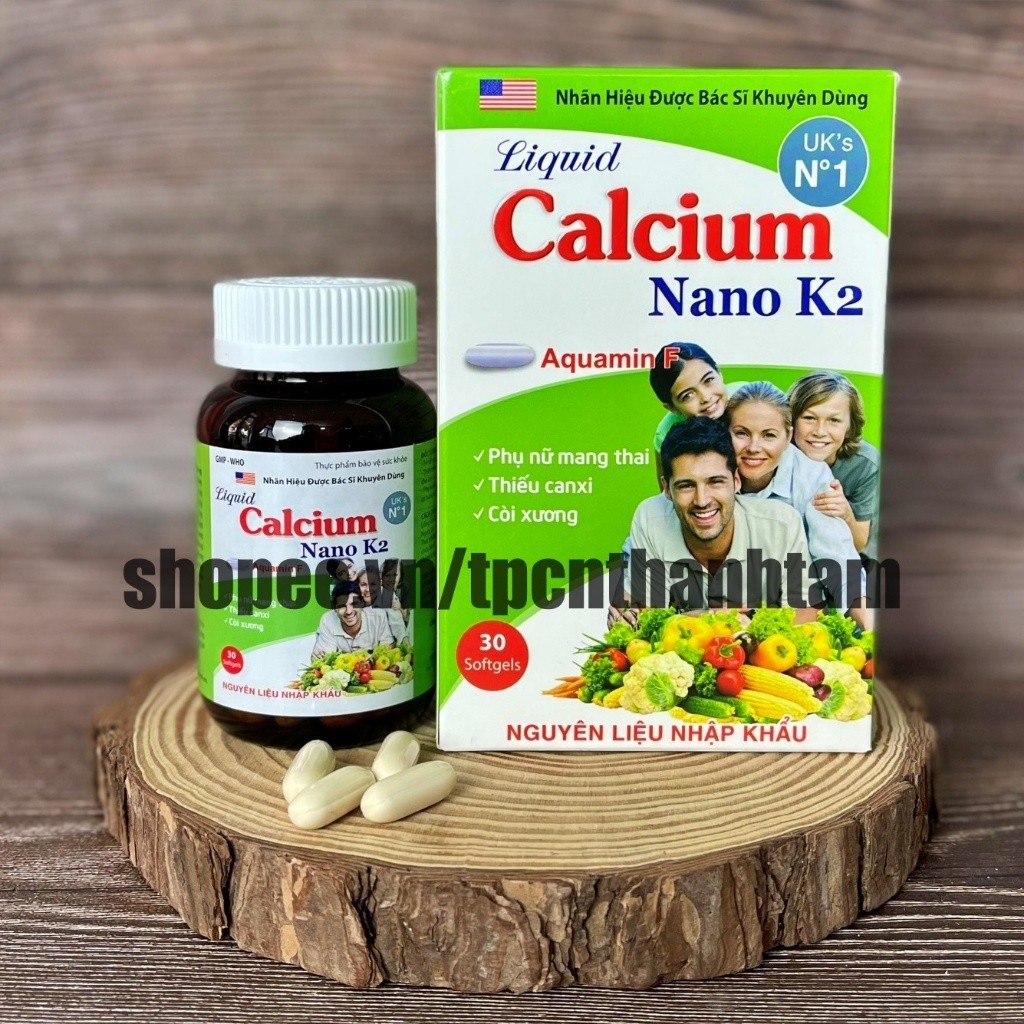 Viên uống bổ sung Calcium Nano K2 bổ sung calci, vitamin D3 ngăn ngừa thiếu hụt canxi - Chai 30 viên