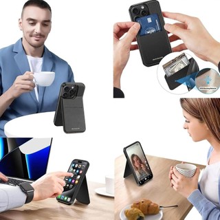Ốp lưng da Dux Ducis RAFI Series có khe đựng thẻ | Tích hợp vòng sạc không dây từ tính dành cho iPhone
