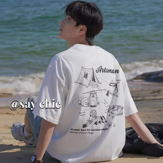 Áo thun nam SAY CHIC mới hợp thời trang in hình hàng đầu dáng rộng giản dị phù hợp với cổ tròn ngắn tay