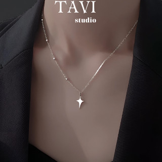 Dây Chuyền Mạ Bạc 925 Mặt Thánh Giá Đính Hạt Nhỏ Phong Cách Hàn Quốc Cho Nam Và Nữ Cá Tính Tavi Studio - Vòng Cổ Vain