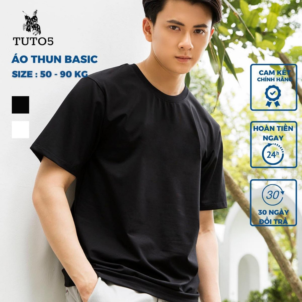 Áo Thun Nam TUTO5 Menswear AT02 - Ngắn Tay Cổ Tròn Basic Form Regular Fit Cotton Cao Cấp Nam Tính, Chỉn Chu