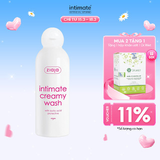 Dung Dịch Vệ Sinh Intimate With Lactic Acid ZIAJA Giúp Khử Mùi Hôi, Củng Cố Lợi Khuẩn, Cân Bằng pH 200ml