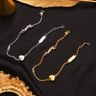 Thông thường yls vòng tay tinh tế lắc tay rỗng lv monogram chữ logo vòng tay thép titan
