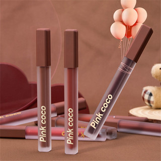 PINK COCO son Lip Tint Chống dính Cup Air Mud Velvet Lip Glaze Thể Hiện Một Màu Trắng Mới Cam Đỏ phối màu