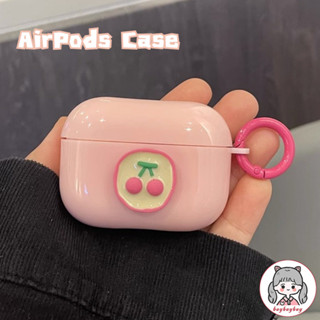 Vỏ Bảo Vệ Hộp Sạc Tai Nghe Airpod 1 2 3 pro Bằng Silicon Mềm Hình Quả cherry 3d Màu Hồng Dễ Thương