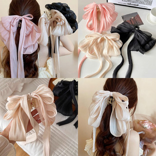 Haimeikang Thời Trang Hàn Quốc Gạc Streamer Nơ Kẹp Tóc Cô Gái Ngọt Ngào Lưng Đầu Nửa Tóc Phụ Kiện Tóc