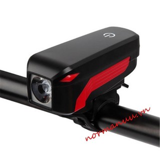 Đèn xe đạp norman6g usb đèn trước bền có thể sạc lại có còi đi xe đạp xe đạp xe đạp đèn pin phía trước