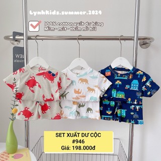 Sét 3 bộ quần áo thun cotton hình size 8-18kg