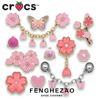 Jibbitz crocs Lỗ Giày Hoa crocs jibbitz Kim Loại Hoa Anh Đào Khóa Giày crocs Phụ Kiện Hồng crocs charm diy Trang Trí