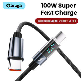Cáp sạc nhanh Elough PD100W Dây cáp dữ liệu hiển thị kỹ thuật số trong suốt