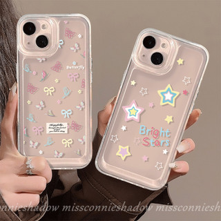 Ốp lưng Tpu mềm trong suốt nơ bướm đầy màu sắc Tương thích cho IPhone 11 12 15 13 14 Pro Max X XS Max XR 15 6S 6 8 Plus SE 2020 7Plus Phim hoạt hình Ngôi sao sáng hoa Vòng tay