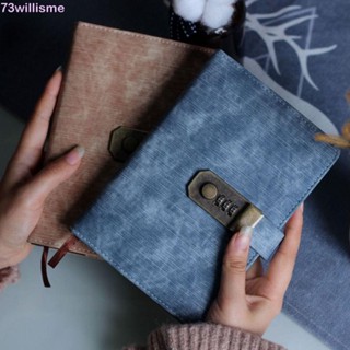 Sách Nhật Ký WILLISME Có Khóa, Có Khóa Mã Hóa Da PU Bao Da Mật Khẩu Khóa Sổ Tay, Di Động Phong Cách Trung Hoa Retro Da Mềm A5 Notebook Bé Gái