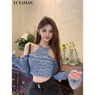 YUYAMAN áo phông áo thun nữ croptop baby tee Đơn giản Cổ điển Casual Hàn Phong WTX2410OAA 4Z240126