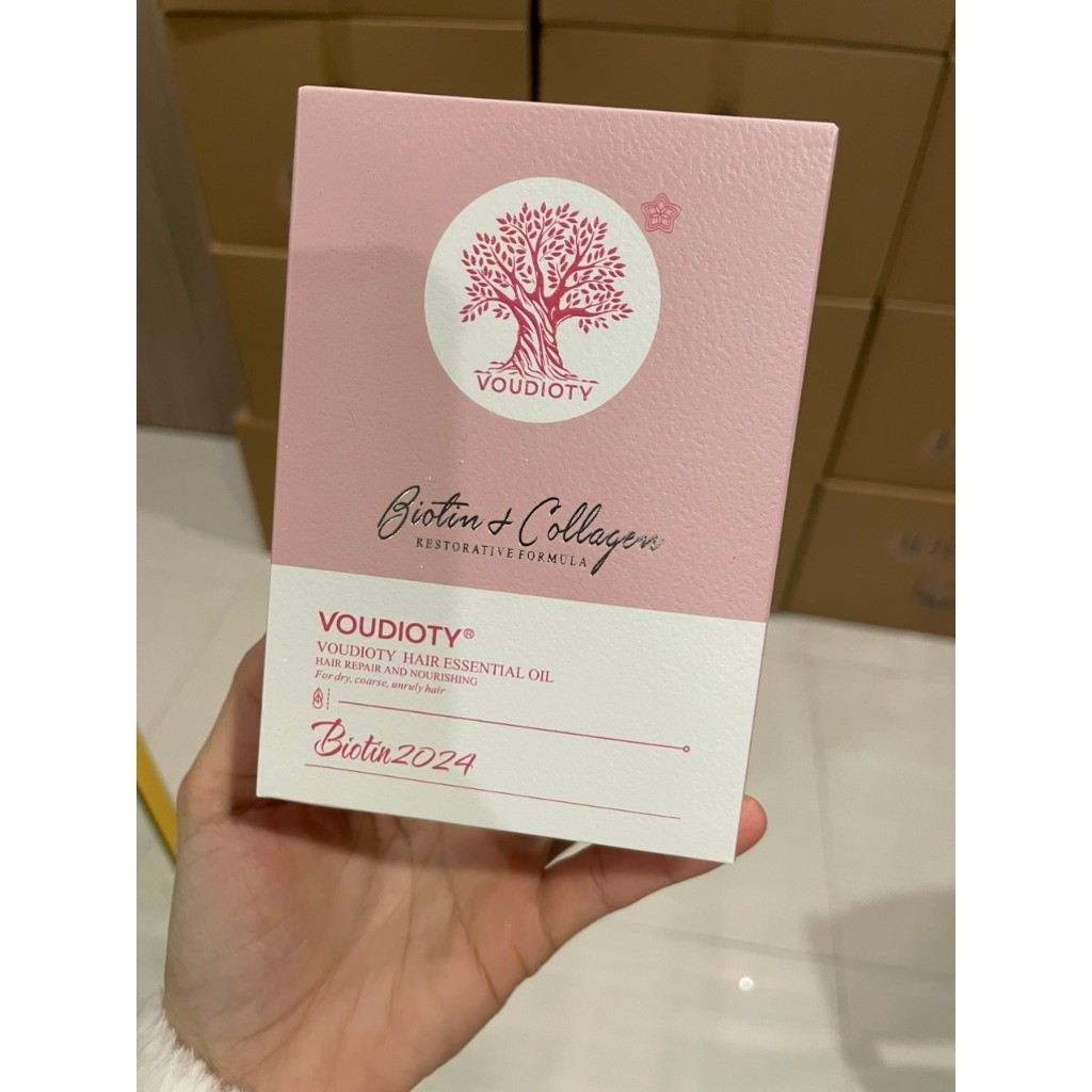 Tinh dầu dưỡng tóc tinh chất hoa hồng Pháp Biotin & Collagen Voudioty 2024 Phục hồi tóc hư tổn 60ml
