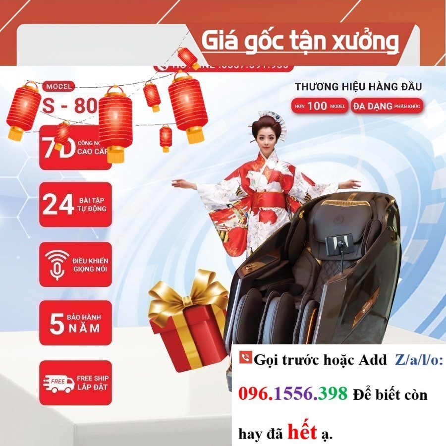 >> CH Ghế massage Okinawa Os- 802, công nghệ 7D, điều kiển bằng giọng nói tiếng Việt -