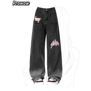 Prowow quần ống rộng quần nữ jean Korean Popular INS Minimalist WNK24206MX 8Z240222