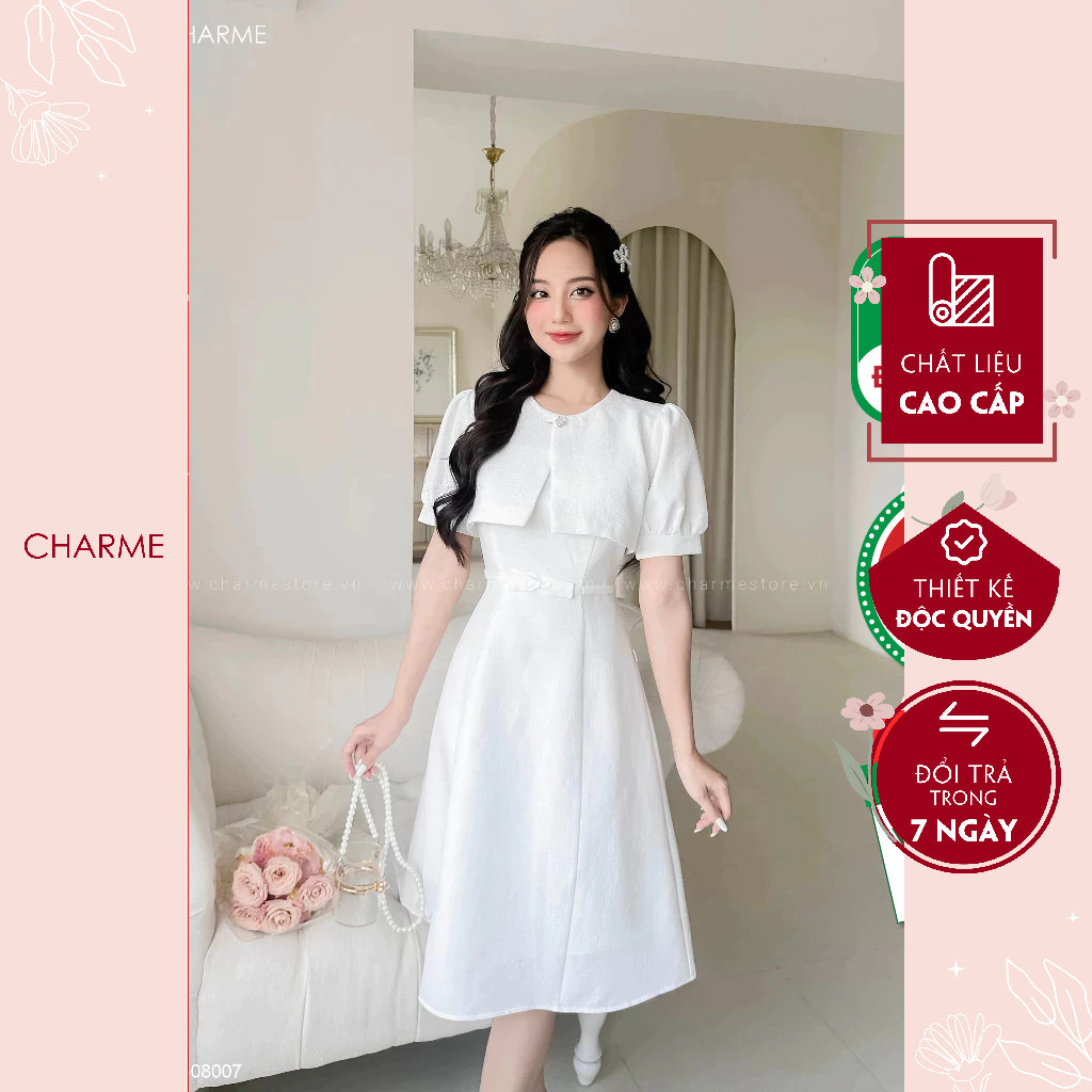 Set váy hai dây kèm áo khoác ngắn Charme 308007