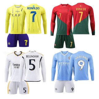 Trẻ em Người lớn Size Áo bóng đá dài tay Ronaldo Jersey Bộ bóng đá mùa xuân
