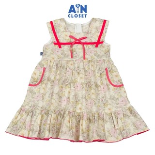 Đầm bé gái họa tiết hoa hồng xám tezza cotton - aicdbgvzpaem - ain closet