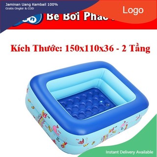 Bể Bơi Phao Size 1m5 2 Tầng Ngoài Trời Dành Cho Bé – Có Đáy Chống Trượt, Tặng Miếng Vá Bể