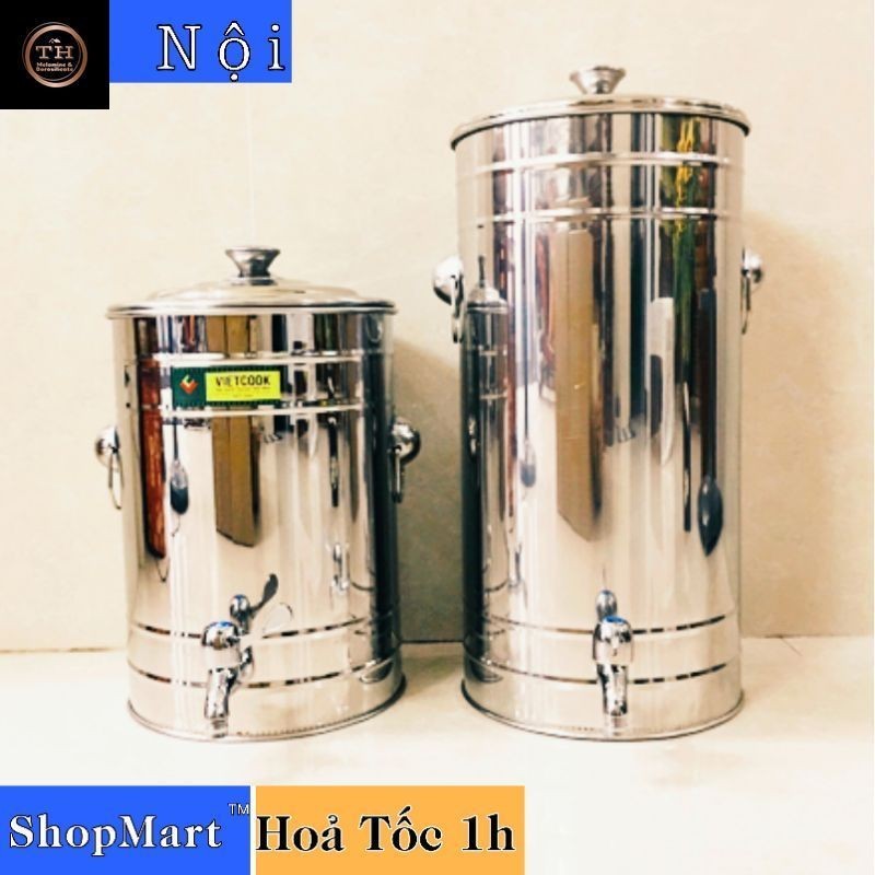 Bình nước inox SUS304 VIETCOOK loại 10 lít 15 lít 20 lít 25 lít có vòi và không vòi