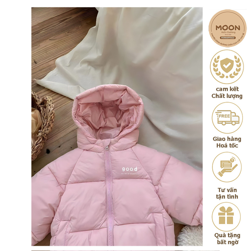 Áo Phao Siêu Nhẹ Chần Cho Bé Trai, Bé Gái 2 Màu Xinh Xắn Ấm Áp Size 10-22kg