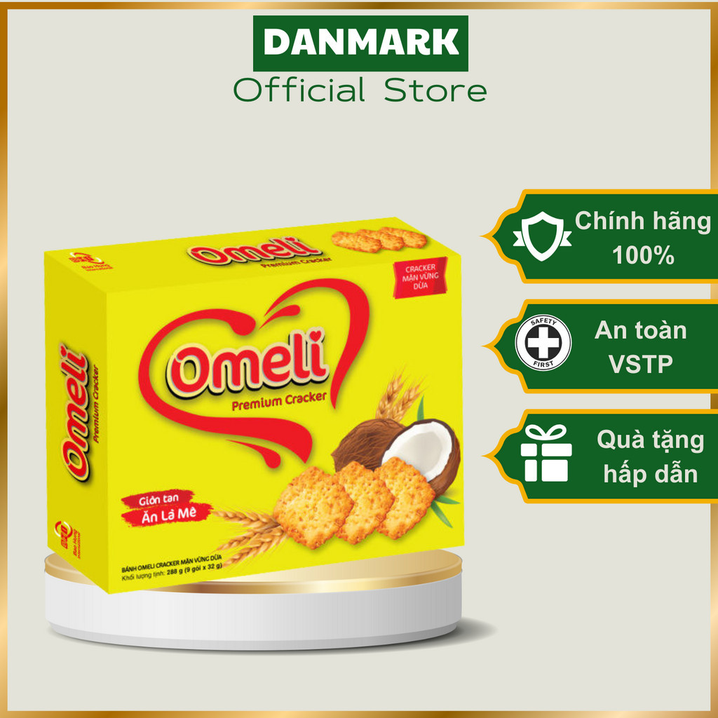 Bánh Quy Mặn Vừng Dừa OMELI Hộp 288g Giòn Tan Ít Ngọt