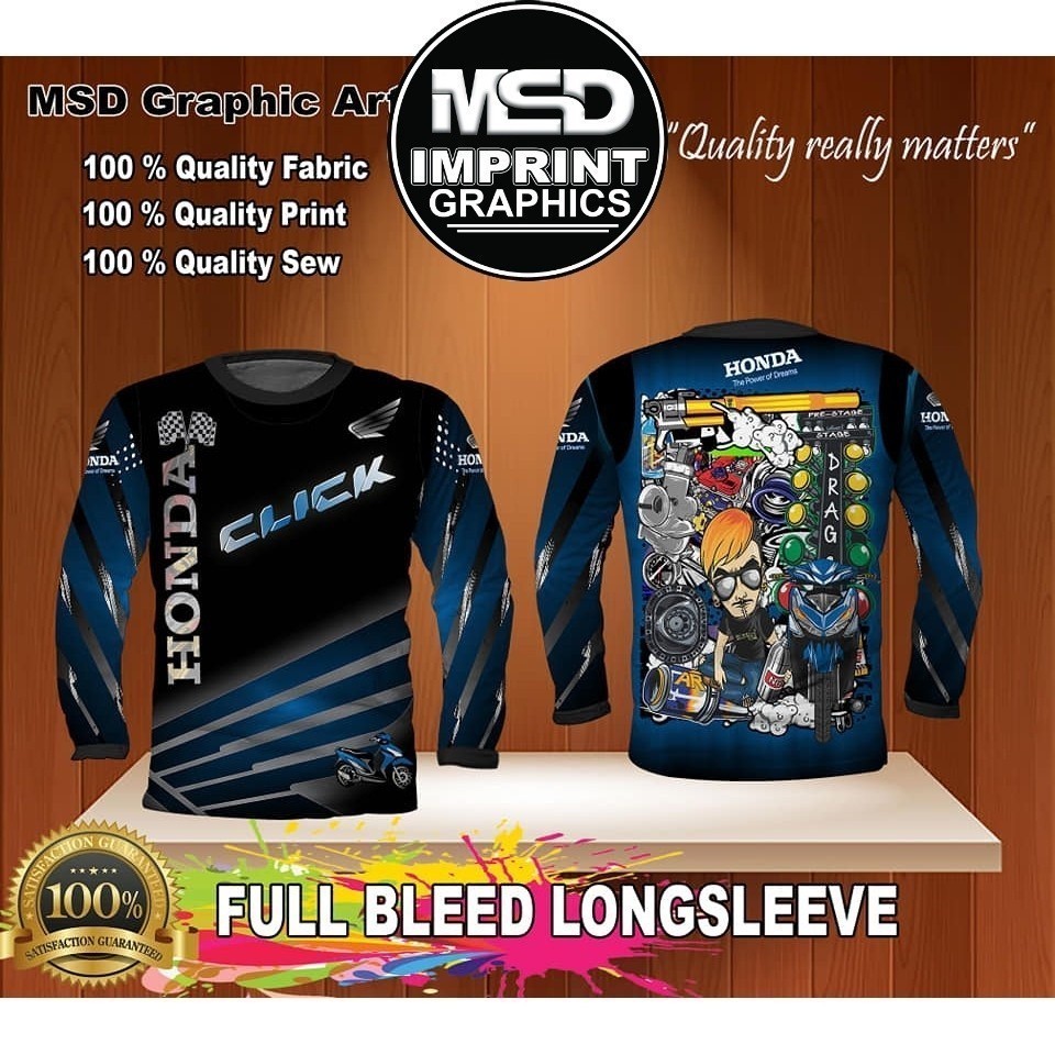 Áo sơ mi Jersey dài tay thăng hoa đầy đủ thời trang Honda Click