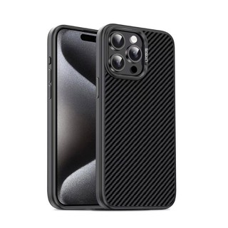 Dành Cho iPhone 15 Pro Max Ốp Lưng Likgus Cao Cấp Họa Tiết Sợi Carbon Đôi Kết Cấu Xịt Dầu Kim Loại Camera Bảo Vệ