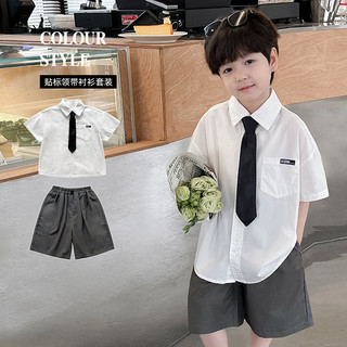 Hàng có sẵn Mùa hè Phong cách mới Thời trang Bộ đồ ngắn tay thông thường Phiên bản Hàn Quốc Áo sơ mi bé trai + Quần Short Bộ đồ đẹp trai Bộ đồ ngắn tay bé trai Bộ đồ mùa hè Bộ đồ bé trai Bộ đồ thể thao bé trai