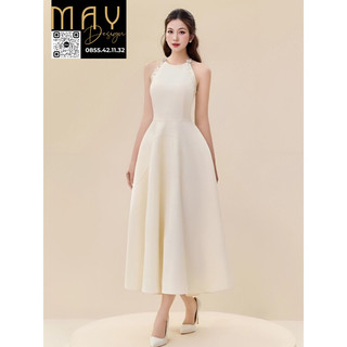 Váy Nữ Kem Dài Dự Tiệc Thiết Kế MAY NN236 Màu Kem Đính Kết Sang Trọng