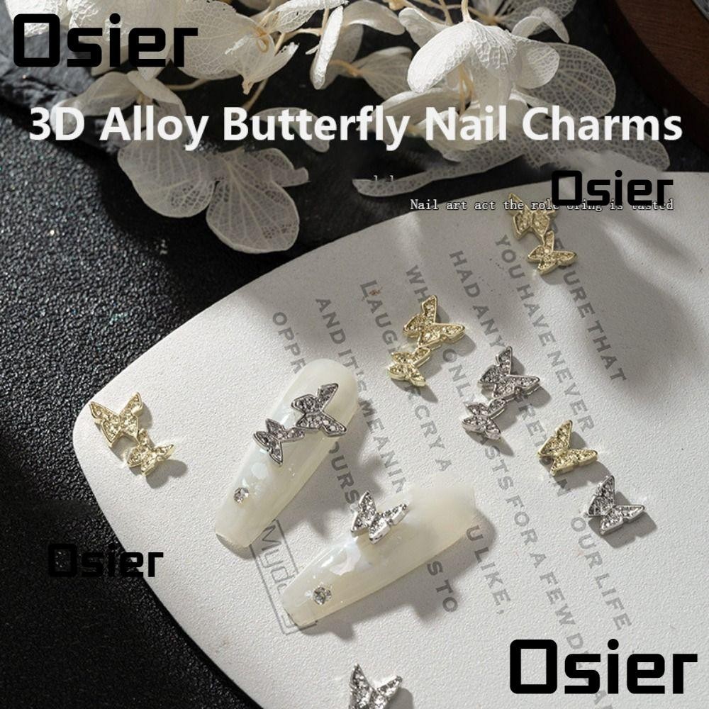 Osier1 10 Chiếc Móng Tay Charm, Bạc Pha Lê Móng Tay Kim Cương Giả, Phụ