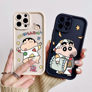 Nhãn thời trang Dầu graffiti Crayon Shin-chan Vỏ điện thoại cho iphone 15 11 12 14 13 pro max xr x 7 8 plus mini xs max se2 Vỏ TPU mềm chống sốc Sky Eye Ladder cặp đôi