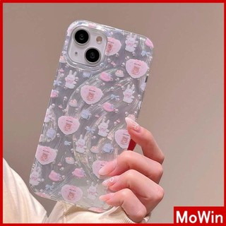 Mowin - Dành cho iPhone 11 15 Pro Max vỏ Iphone Lông bạc Vỏ mềm trong suốt ba chiều Laser sang trọng TPU con thỏ Tương thích với iPhone 14 13 Pro Max 12 Pro Max 11 XR XS 7 8Plus