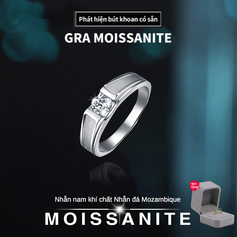 Nhẫn Nam Moissanite Bạc s925 50 Điểm Chất Lượng Cao D-Class Moissanite Nhẫn Nhẫn Hộp Quà Tặng + Giấy Chứng Nhận Kiểm Tra GRA