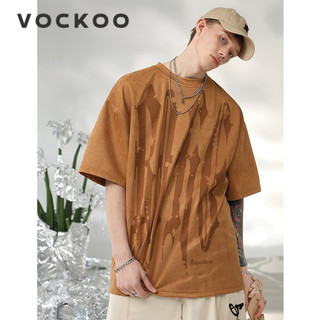 VOCKOO áo phông nam Áo Thun phông áo nam thun Áo Thun Form Rộng Ngắn Tay Unisex kaki Da lộn MTX2430QO9 13Z240326