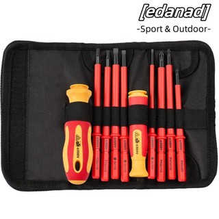 Edanad 10 cái / bộ tua vít điện cách nhiệt, tay cầm chống trượt có thể tháo rời mũi khoan, thiết bị điện đa năng dụng cụ cầm tay dụng cụ sửa chữa thợ điện