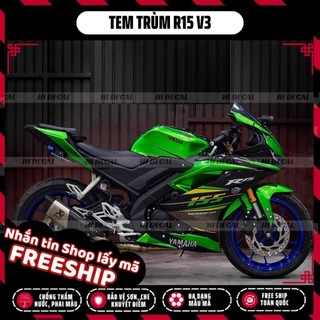 Tem trùm dán xe r15v3 màu xanh lá | mẫu r15-h019 | decal dán xe r15 v3 chống nước, chống phai màu